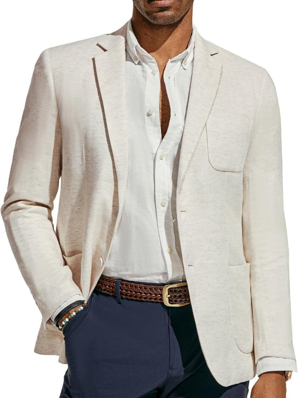 PJ PAUL JONES Mens Blazer Linen Casual Sport Coats Lightwieght Suit Jacket
